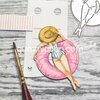 Stans vrouw in zwemband 40x48mm p/st