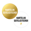 Sticker hartelijk gefeliciteerd 40mm p/20st goud-wit