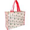 Tas shopper wit met vintage kerstbomen 45x15x36cm p/st
