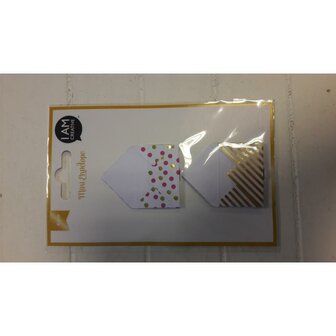 Envelop goud/roze 3x4.5cm p/set mini gestreept 