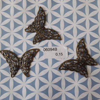 Filigraan 4cm p/st vlinder brons
