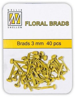 Brads geel 3mm p/40st glitter