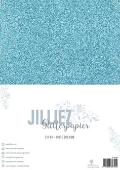 Glitterpapier ijsblauw A4 p/3vel 