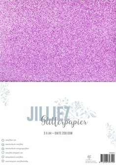 Glitterpapier A4 roze p/3vel 