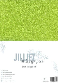Glitterpapier groen A4 p/3vel 