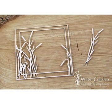 Chipboard Water plants Cattail square frame p/st