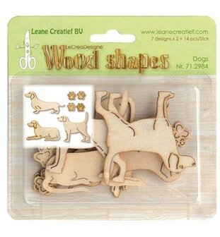 Houten figuur Wood Shapes dogs p/set