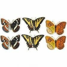 Plakker vlinder houten 45x33mm p/10st diverse prints