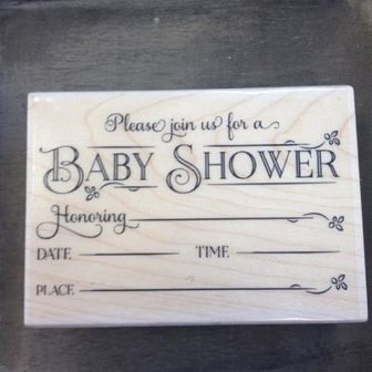 Stempel Baby Shower 9x6cm p/st hout
