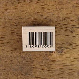 Stempel barcode I love you 4x3cm p/st hout