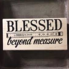 Stempel  Blessed beyond measure 10x5cm p/st hout