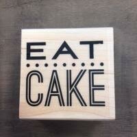 Stempel Eat cake 5x5cm p/st hout
