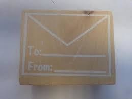 Stempel envelop met lijntjes 4x5cm p/st hout
