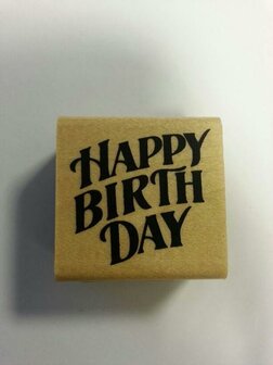 Stempel Happy Birthday 3.8x3cm p/st hout