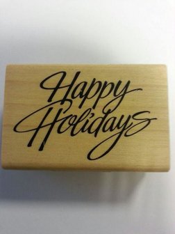 Stempel Happy holidays 5.5x3.5cm p/st hout