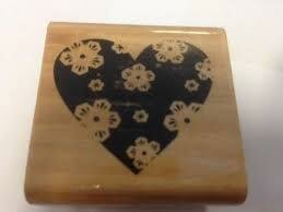 Stempel hart met bloem 4x4cm p/st hout