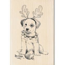 Stempel holiday puppy 7x10cm p/st hout