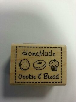 Stempel Homemade cookie en bread 4x2.5cm p/st hout