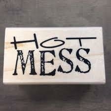 Stempel Hot mess 6.3x3.6cm p/st hout