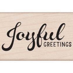 Stempel joyful greetings 5x7.5cm p/st hout