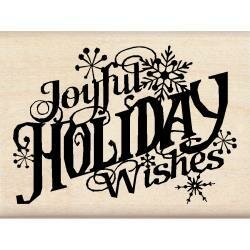 Stempel joyful  holiday wishes 5.7x7.6cm p/st hout
