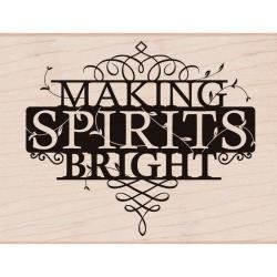 Stempel making spirits bright 8.2x10.8cm p/st hout