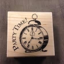 Stempel Party time 5x5cm p/st hout