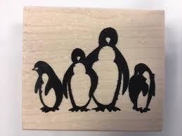 Stempel pinguins 5.5x5cm p/st hout
