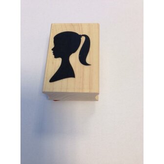 Stempel portrait meisje 3.5x5cm p/st hout