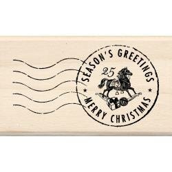 Stempel postzegel christmas greetings 4.45x7.6cm p/st hout