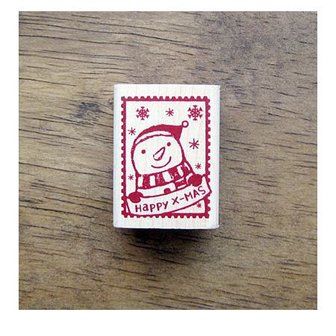 Stempel postzegel sneeuwpop 4x3cm p/st hout