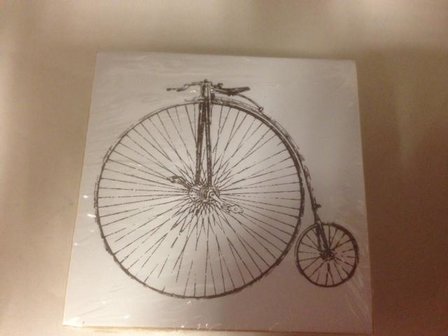 Stempel ouderwetse fiets 4dessins 5x5cm p/st hout