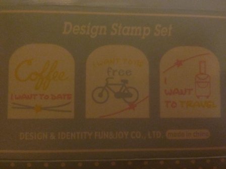 Stempel fiets blauw 3delig p/set hout