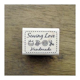 Stempel sewing love 4x3cm p/st hout