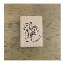 Stempel trouwpaartje 4x3cm p/st hout 