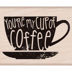 Stempel cup of coffee 5x6.35cm p/st hout