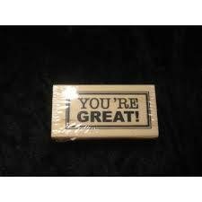Stempel youre great 6.5x3.5cm p/st hout