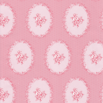 Inpakpapier flower medaillon roze 70cm p/2mtr