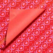 Inpakpapier roze/rood 50cm p/5mtr hartjes