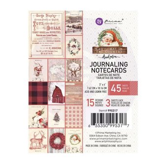 Cards 7.5x10cm Christmas in the Country p/45vel journaling cards