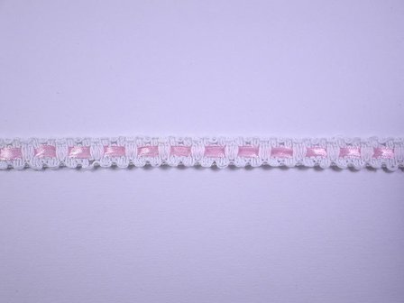 Kant roze 15mm p/mtr met satijnlint 