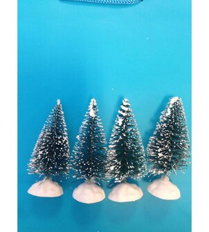 Kerstbomen met sneeuw 6cm p/4st groen