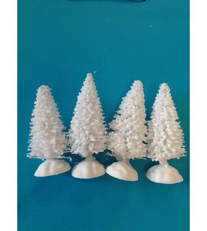 Kerstbomen met sneeuw 6cm p/4st wit