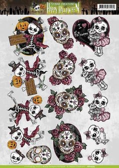 Knipvel A4 Happy Halloween/Skeletons p/vel