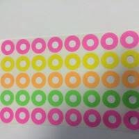 Labelrondjes fluor kleuren versteviging p/45st