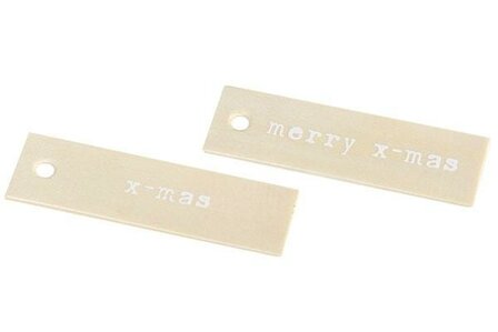 Labels kerst teksten wit 7x2cm p/25st houten