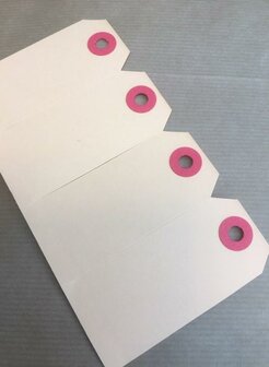Labels 80x160mm p/100st zalmkleur karton (met roze oog)