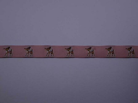 Lint roze bambi 15mm p/m gewoven