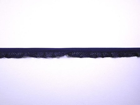 Lint donkerblauw 12mm p/mtr elastiek kantje