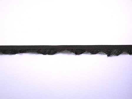 Lint donkergrijs 12mm p/mtr elastiek kantje